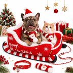 Christmas Dog Sleigh Bed, Santa Sleigh Plush Pet Sofa for Dogs & Cats