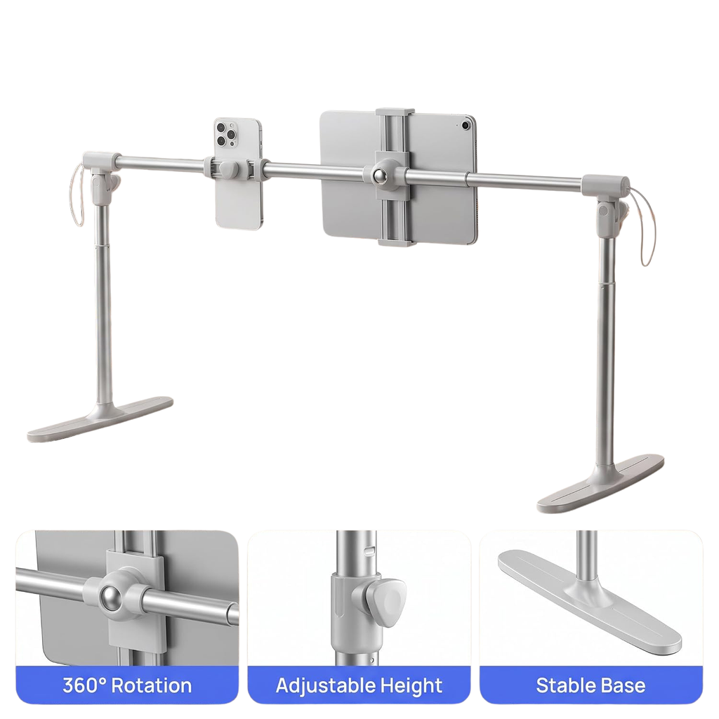 Tablet Stand Holder for Bed, Adjustable Foldable 360° Rotation, Universal Phone & Tablet Stand