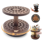 360° Rotating Hardwood Paint Brush Holder, Artist Desktop Storage Organizer