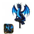 Dragon Legacy Solar Dragon Garden Statue, Dragons Solar Lights Outdoor Resin Lamp, Gothic Garden Decor Figure with LED Lantern for Halloween Decorations, Medieval Yard Ornaments (Blue)