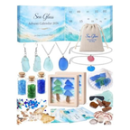 2026 Sea Glass Gnome Christmas Advent Calendar, 24 PCs 2D Flat Acrylic Gnome Christmas Tree Ornaments, Coastal Ocean Themed 24 Day Holiday Countdown Calendar, Beach Decor Gifts (Ocean Magic)