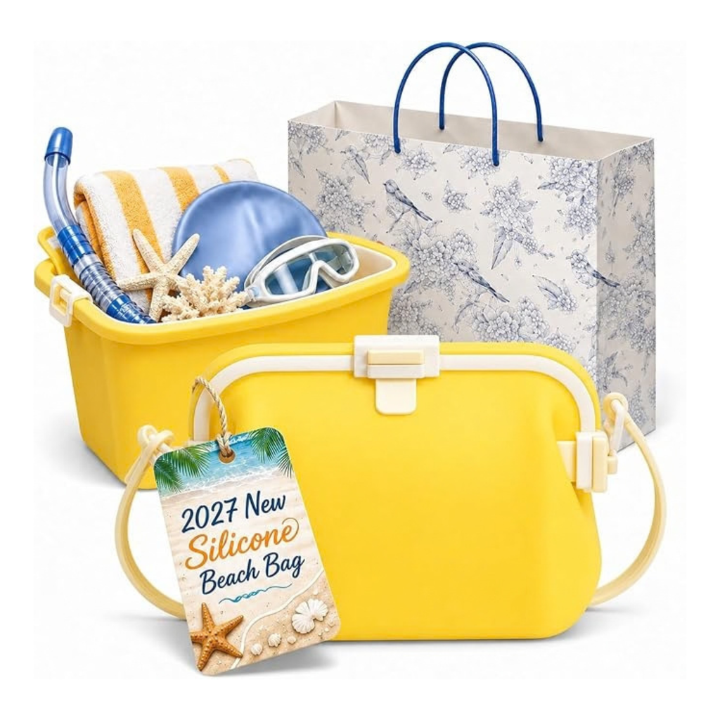 2027 New Silicone Beach Bag, Women's Swimming Storage Bag with Strap