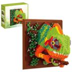 3D Chameleon Sculpture Kit, Colorful Micro Building Bricks Wall Art Decor