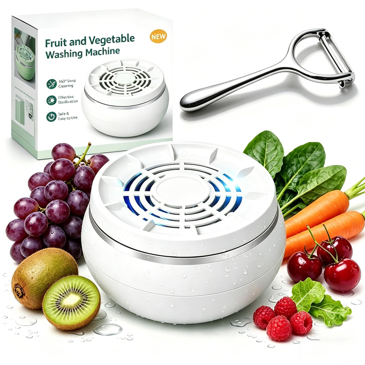 Fruit and Vegetable Washer, Wireless Produce Cleaner with Titanium Electrolysis