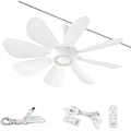 Collapsible Ceiling Fan with Remote & Light, 8 Detachable Blades, Quiet Portable Fan