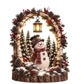 Woodland Snowman Lantern Christmas Lighted Lantern with Glow Winter Decor