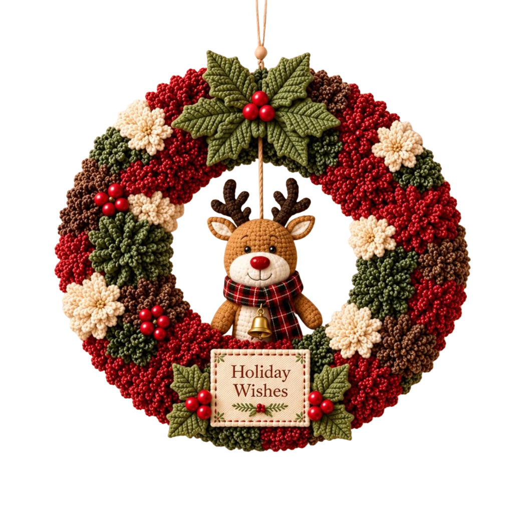 3D Christmas Wreath DIY Fabric Poke Art Kit for Handmade Holiday Home Decor