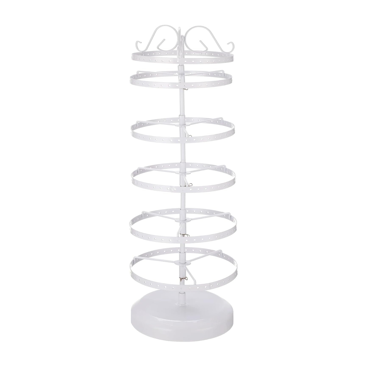 6 Tier Metal Earring Display Stand: Rotating Jewelry Storage Organizer Rack for Earrings