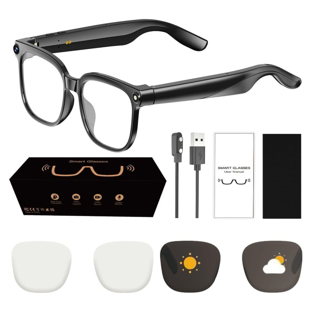Smart Camera Glasses with 32MP HD 1080P Recording, Bluetooth Audio & Voice Assistant