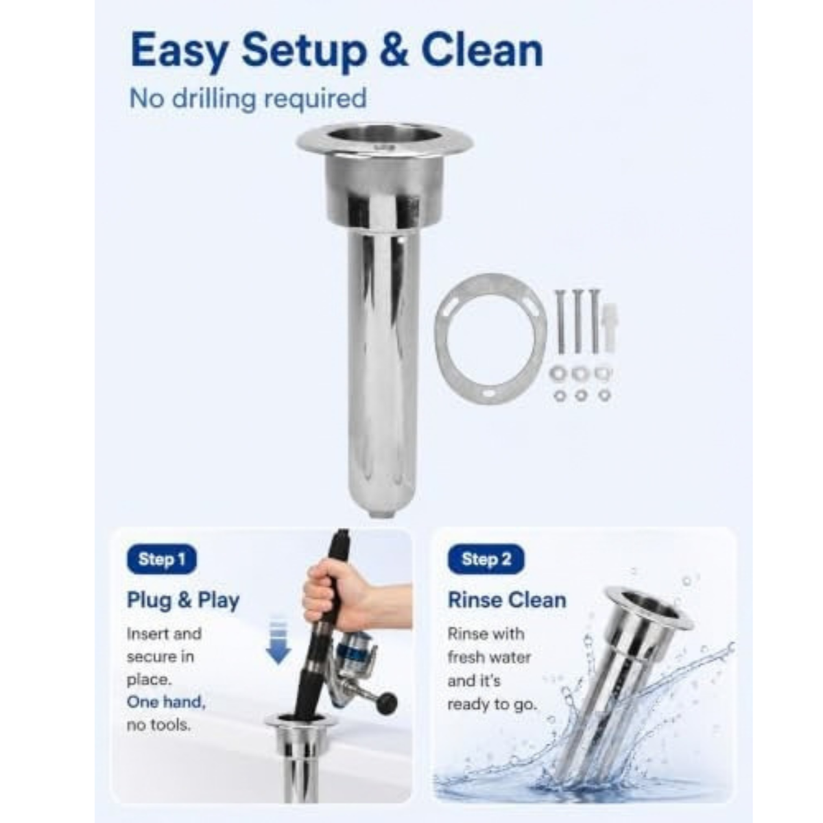 Gugxiom 2-in-1 0° Fishing Rod Holder Boat Cup Holder, 280mm Round Top