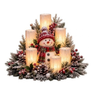 Christmas Lighted Centerpiece with Flameless Candle Glow (Snowman)