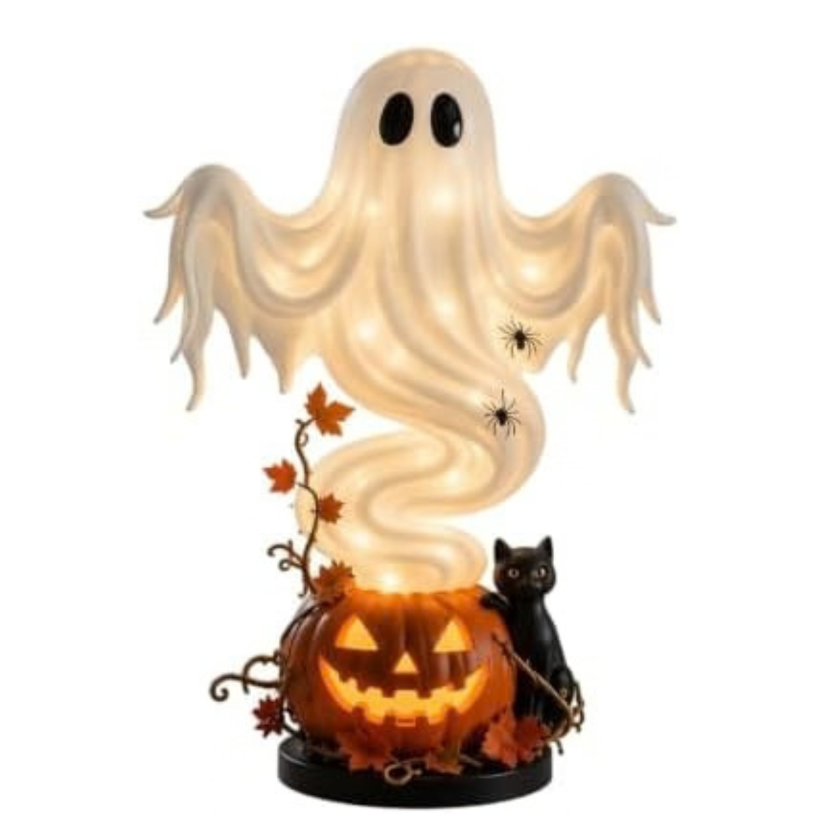 Swirling Ghost Figurine, Light-Up Ghost Pumpkin Halloween Tabletop Decor