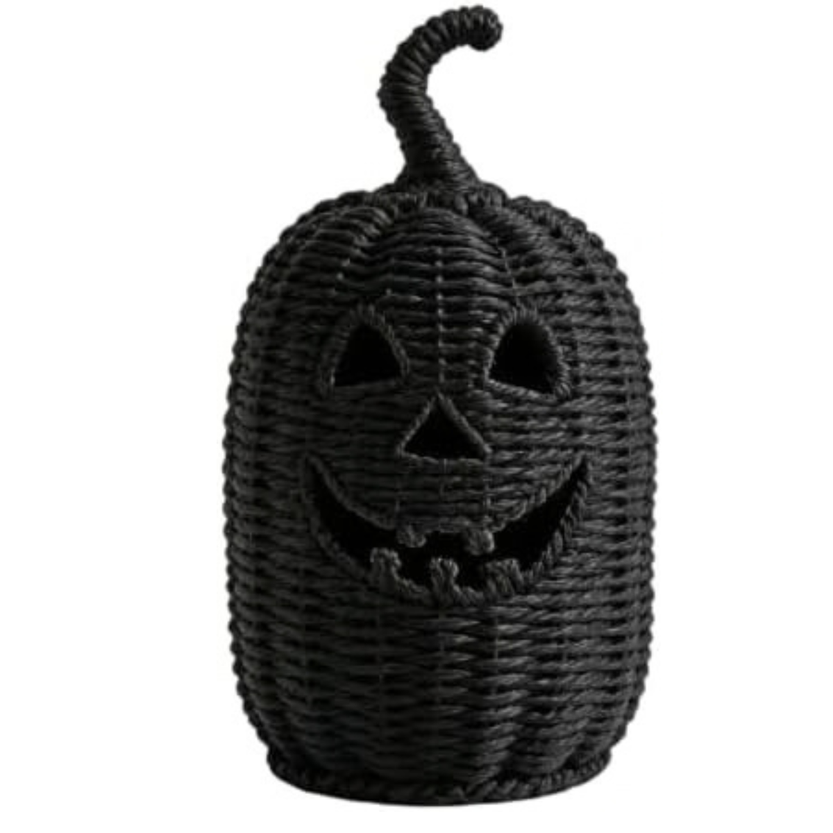 Halloween Decorations - Fall Decor, Premium Wicker Black Pumpkin Lantern, Handwoven Rattan Jack O Lantern Table Lantern, Decorative Pumpkin Lamp for Home Fall Decor Halloween Decor (11.8×5.5in)