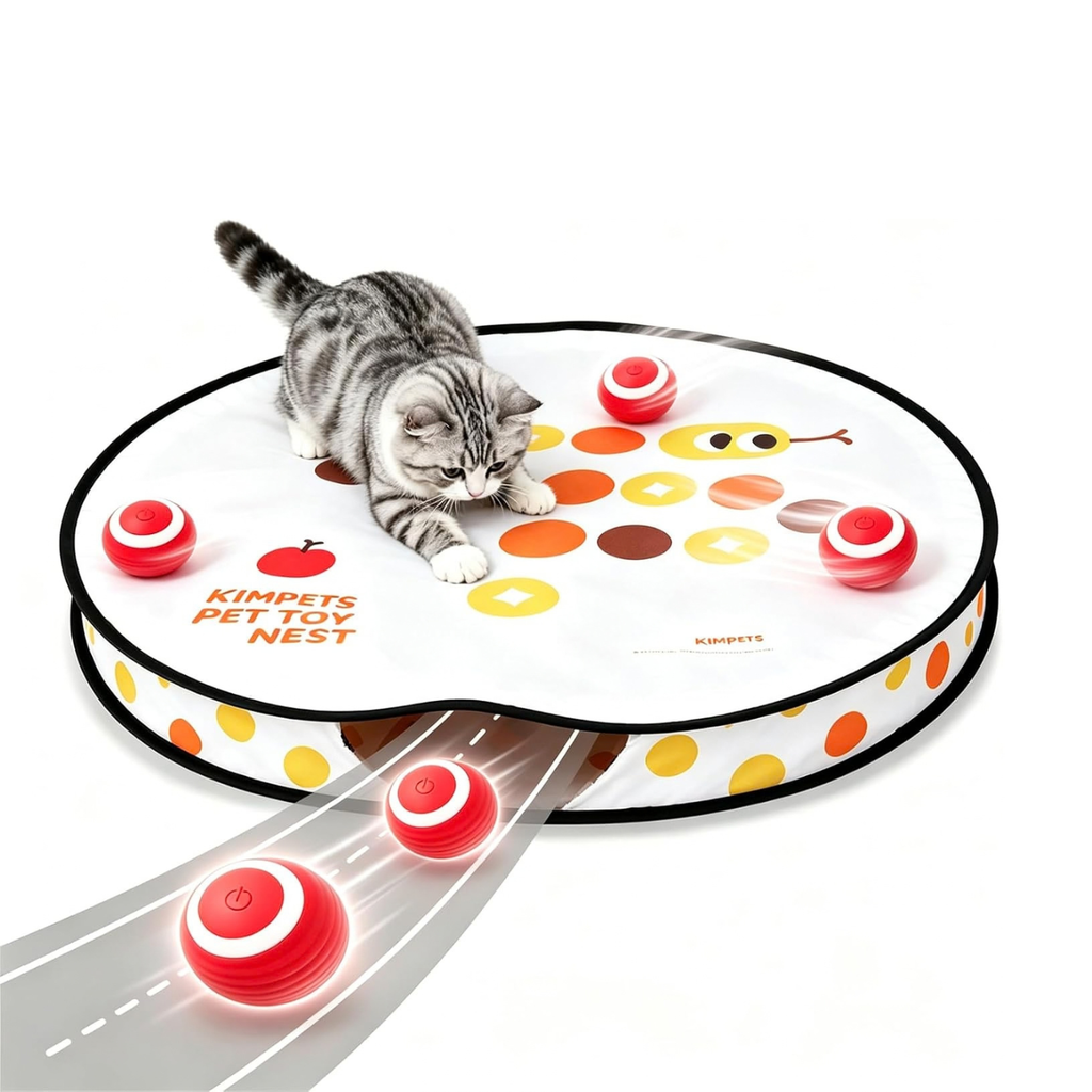 Meowball Mat Interactive Cat Toy, Automatic Hide and Seek Kitten Toy, Self Play