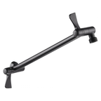 11" Solid Brass Shower Extension Arm, 360° Adjustable, Matte Black Wall Mount