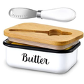Butter Dish with Lid and Butter Curler Knife, Stainless Steel Butter Keeper with Double Silicone Seal for Kitchen & Farmhouse Decor