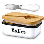 Butter Dish with Lid and Butter Curler Knife, Stainless Steel Butter Keeper with Double Silicone Seal for Kitchen & Farmhouse Decor