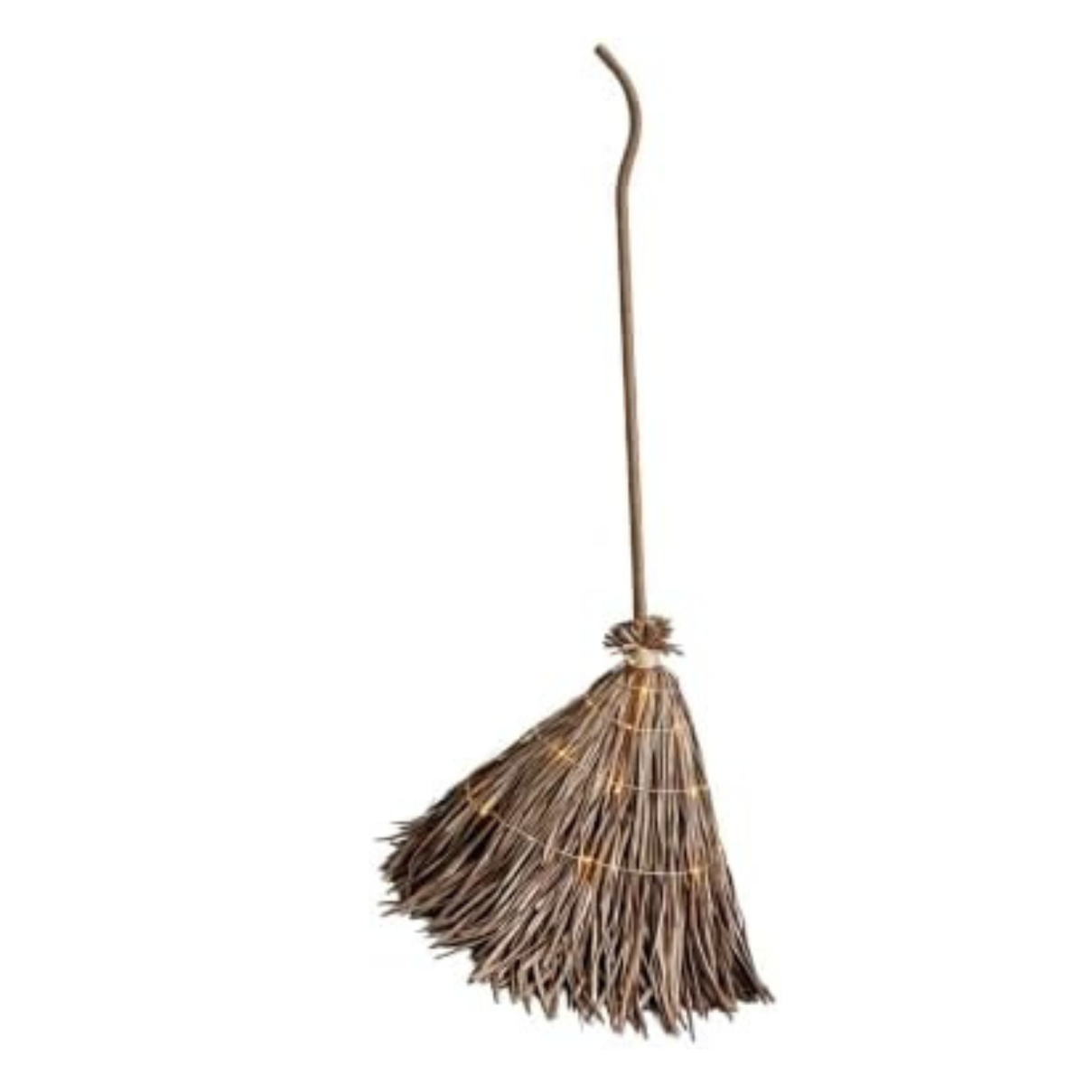 5.25FT Giant Light Up Witches Broom, Waterproof Outdoor Witch Decor & Halloween Broomstick with Warm LED Lights, Burlap Iron Pole Witch Broom Decor for Front Porch Yard