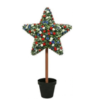 Premium Large Artificial Five-Pointed Star Shaped Patriotic Topiary Tree, 4th of July Decoration,1776-2026 USA 250th Anniversary Merchandise for Front Door Outdoor Decor(23.6''H Red White Blue)