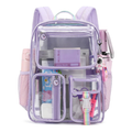 Clear Backpack for Girls Transparent Heavy Duty School Bag Purple Kids Stadium Backpack