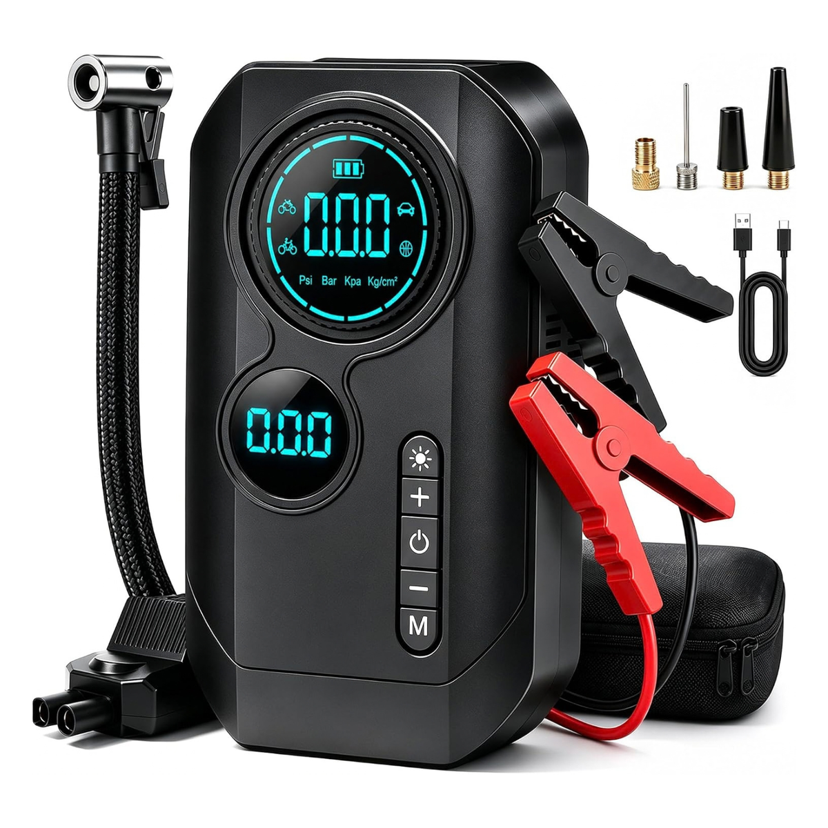 9000A Jump Starter with Air Compressor, 12V Car Battery Jump Box