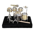 Mini Drum Set with Display Box and Base, Metal Mini Drum Kit, Miniature Musical Instrument Drum Set, Mini Drums for Gifts Families Friends