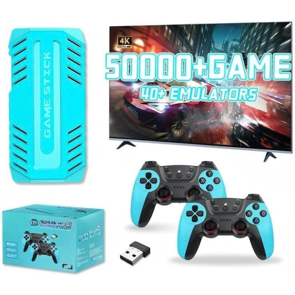 Game Console with 50000+ Games, 40 Emulators, Dual Wireless Controllers, 4K HDMI