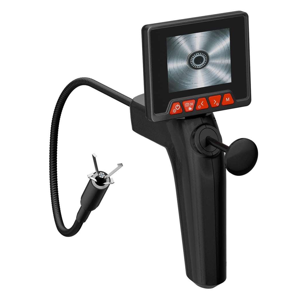 KeFvoer N3 Industrial Endoscope Borescope with Retractable Grabber Claw & Magnet Tip, 2.8" IPS Screen, 1MP Inspection Camera, 6 LED Lights, Flexible Cable for Plumbing & Engine Repair