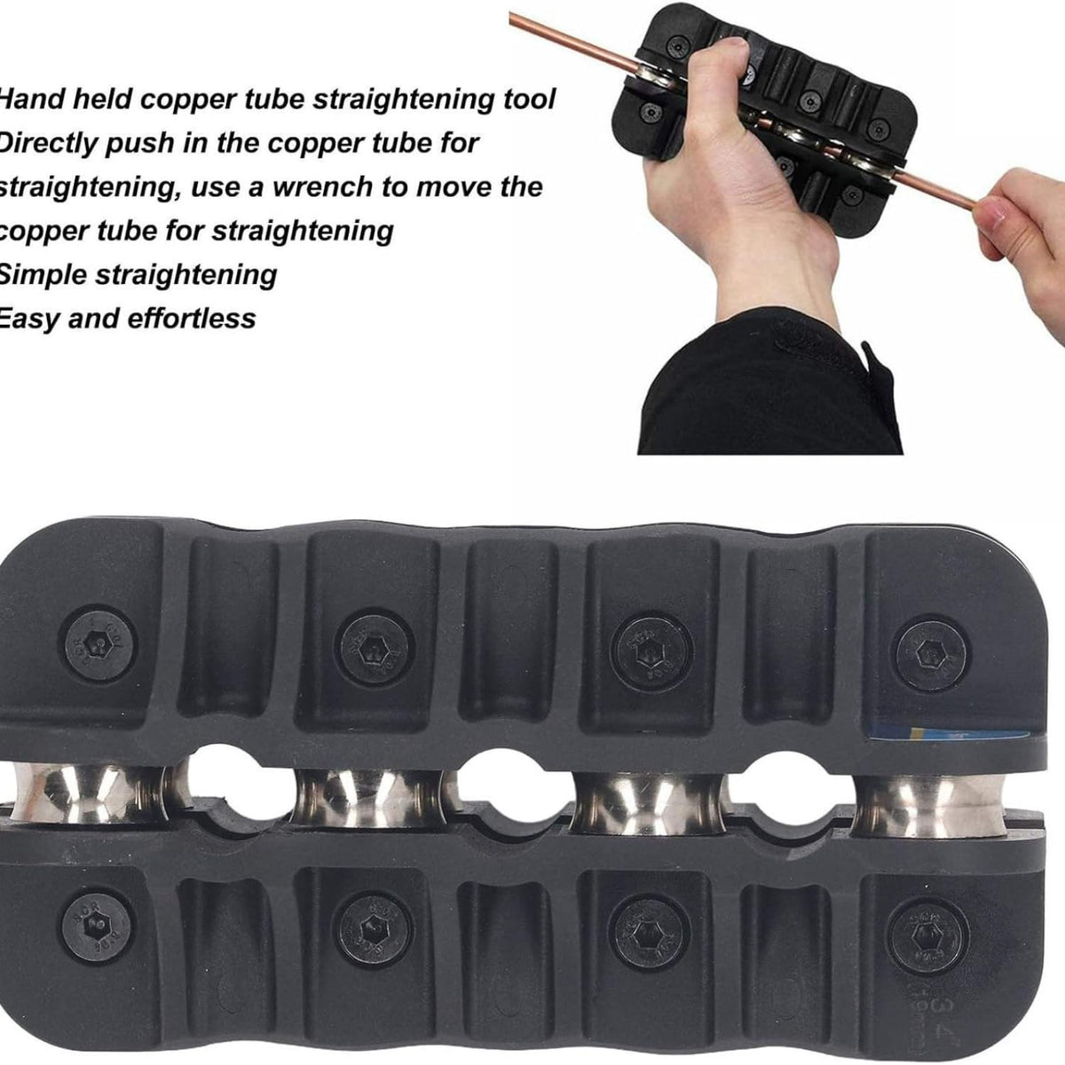 3/4 Inch Pipe Straightener, 19mm Handheld Tube Straightening Tool with Roller Design