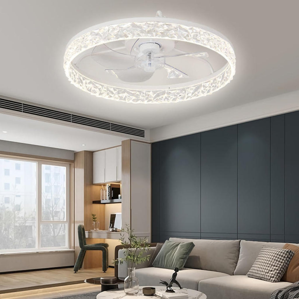 High Power Invisible Ceiling Fan Light Remote App Control Retractable Blade LED Ceiling Fan Dimmable Modern Flush Mount Chandelier Fan Light for Living Room Bedroom Dining Room Restaurant Office