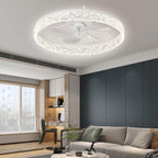 High Power Invisible Ceiling Fan Light Remote App Control Retractable Blade LED Ceiling Fan Dimmable Modern Flush Mount Chandelier Fan Light for Living Room Bedroom Dining Room Restaurant Office