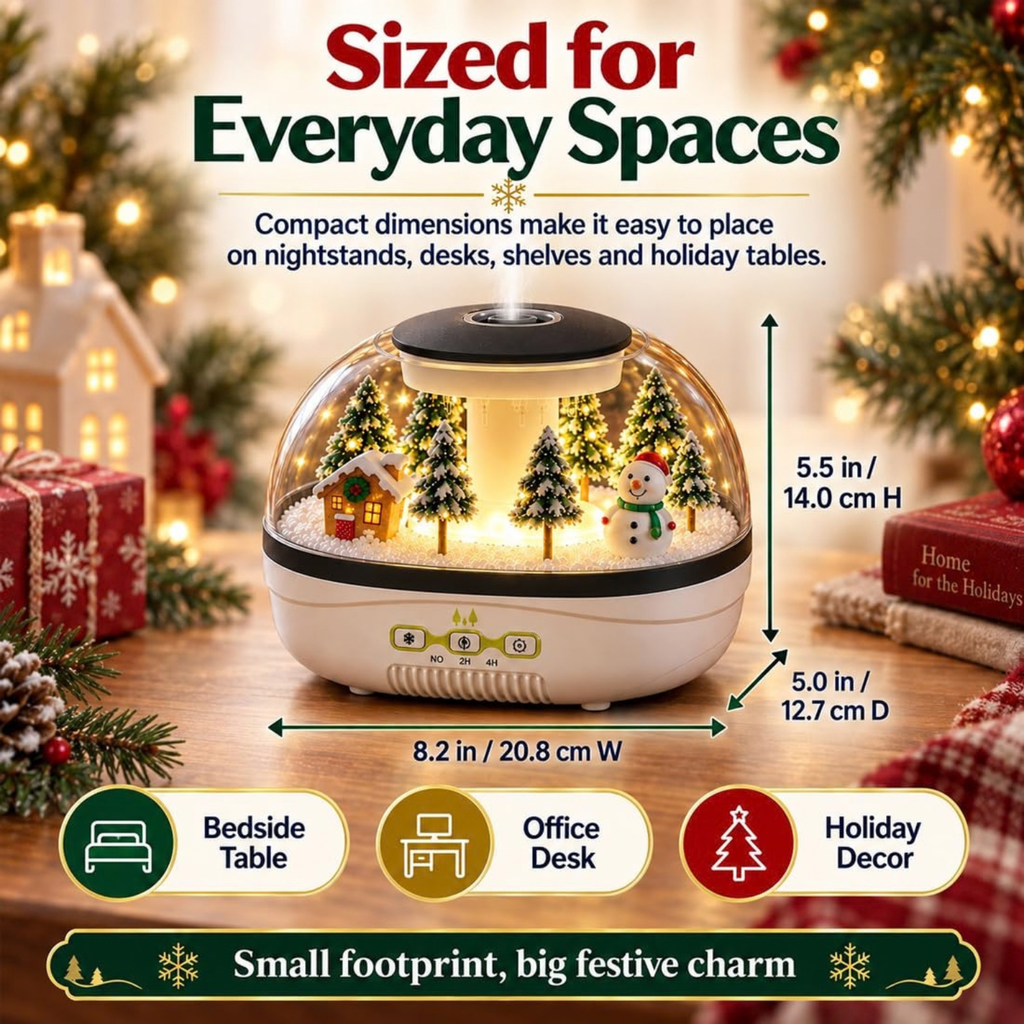 Christmas Village Humidifier, Snow Village Raindrop Essential Oil Diffuser