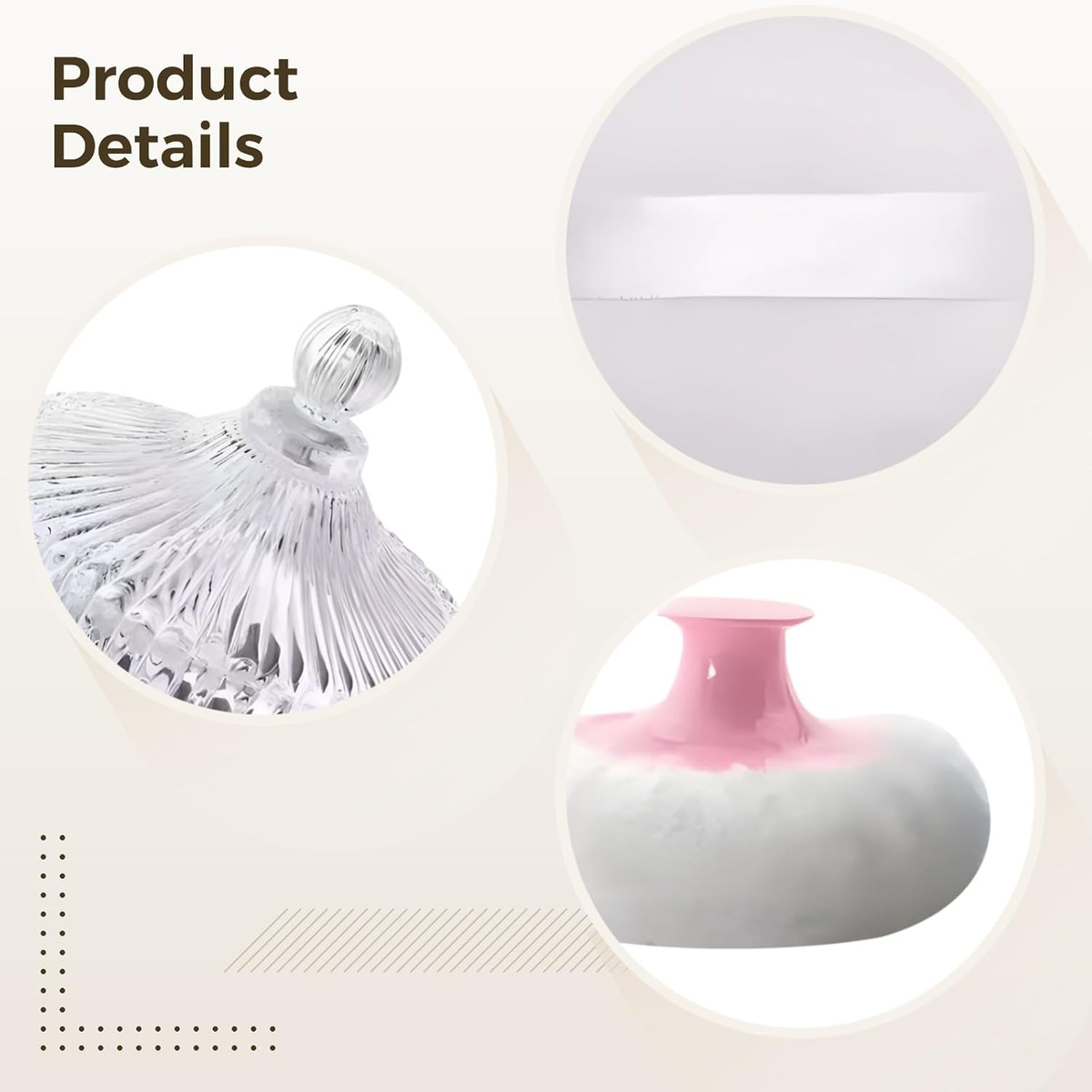 Transparent Striped Glass Fiber Body Powder Puff and Container Set with Large Capacity