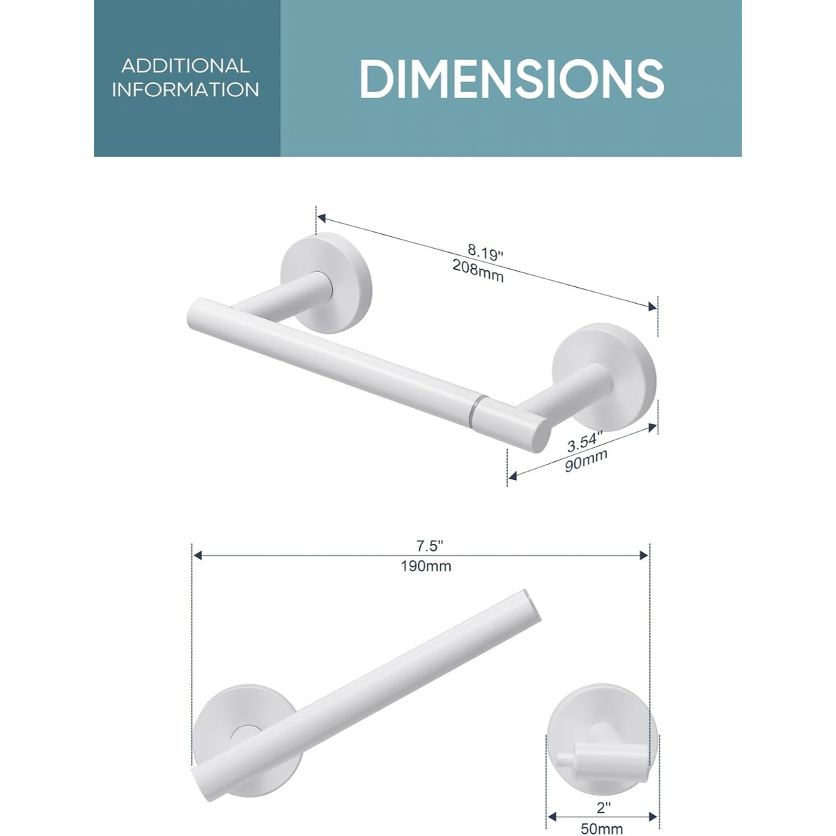 White Toilet Paper Holder Wall Mount, SUS304 Stainless Steel Double Post Holder