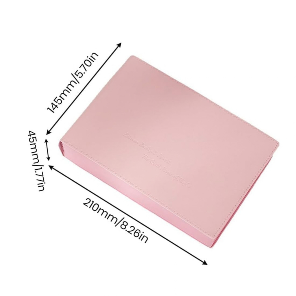 Thickened A5 Hardcover Notebook, 720 Pages, PU Leather Journal with Colored Paper, Pink