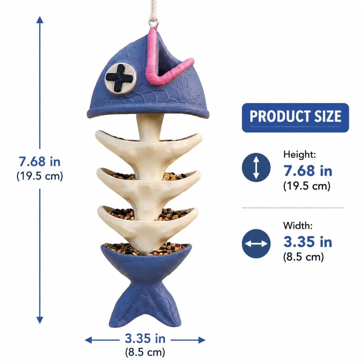 Decorative Hanging Bird Feeder, Fish Bone Wild Bird Feeder Outdoor Garden