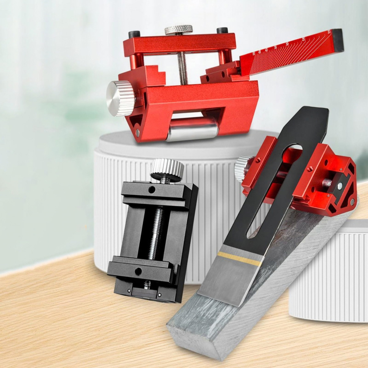 Chisel Sharpening Jig with Adjustable Angle Guide for Woodworking Tools and Blades