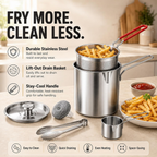 Stainless Steel Pot with Lift-Out Draining Basket & Food Tongs