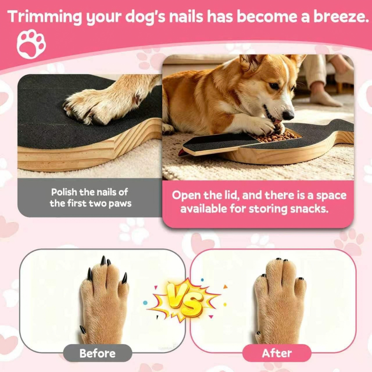 Dog Nail Scratch Board, Dog Scratch Board with Treat Box