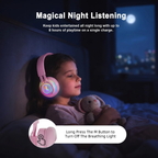LED Bunny Kids Bluetooth Headphones, Over Ear Wired & Wireless Headset Pink