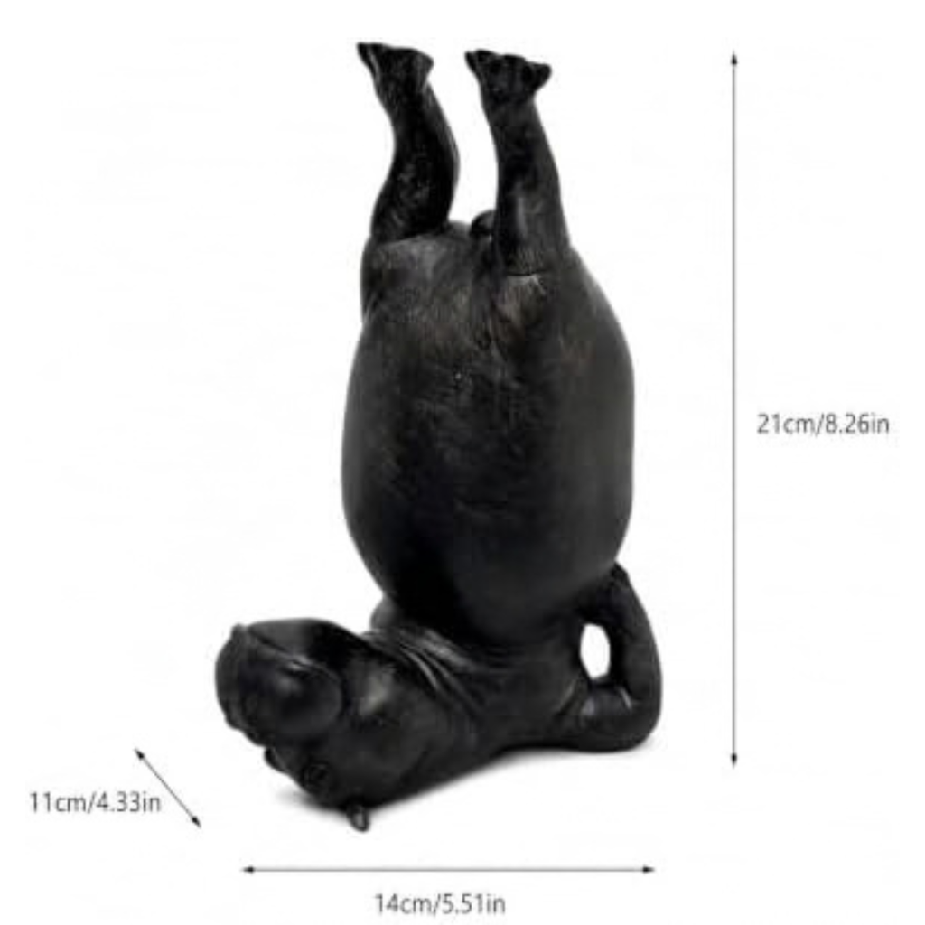 8.26'' Cute Hippo Bookends, Decorative Heavy Resin Animal Book Holders for Shelves, Whimsical Upside-Down Yoga Hippopotamus Book End for Office Desk, Home Library Bookshelf Decor (Black Back)