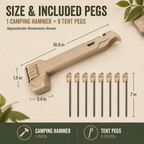 Tent Stake Hammer with 8 Steel Stakes, Peg Puller, Bottle Opener, Storage Handle