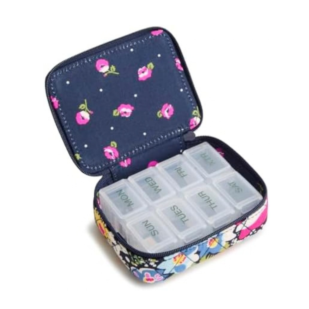 Vera Bradley Women’s Premium Cotton Travel Pill Case – Poppy Fields