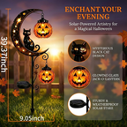 Pumpkin Moon Garden Stake Light, Solar Black Cat Pumpkin Halloween Outdoor Decoration