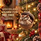 3D Forest Animal Acorn Ornaments, Woodland Hanging Decorations (Owl)