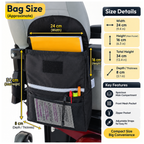Large Armrest Saddle Bag for Wheelchairs, Scooters, and Walkers with Storage