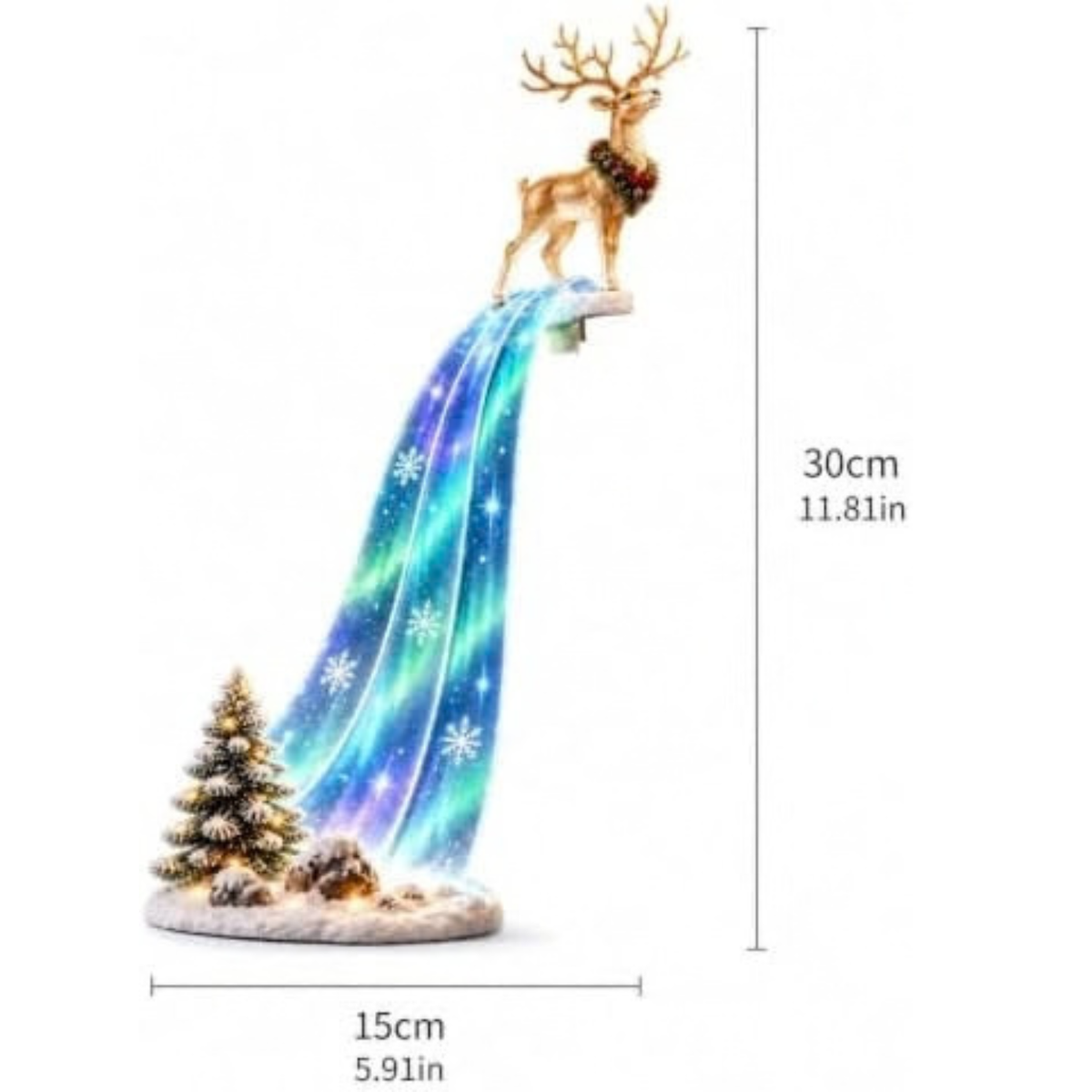 Christmas Shelf-Edge Lighted Scene Decor, Resin Reindeer Shelf Sitter
