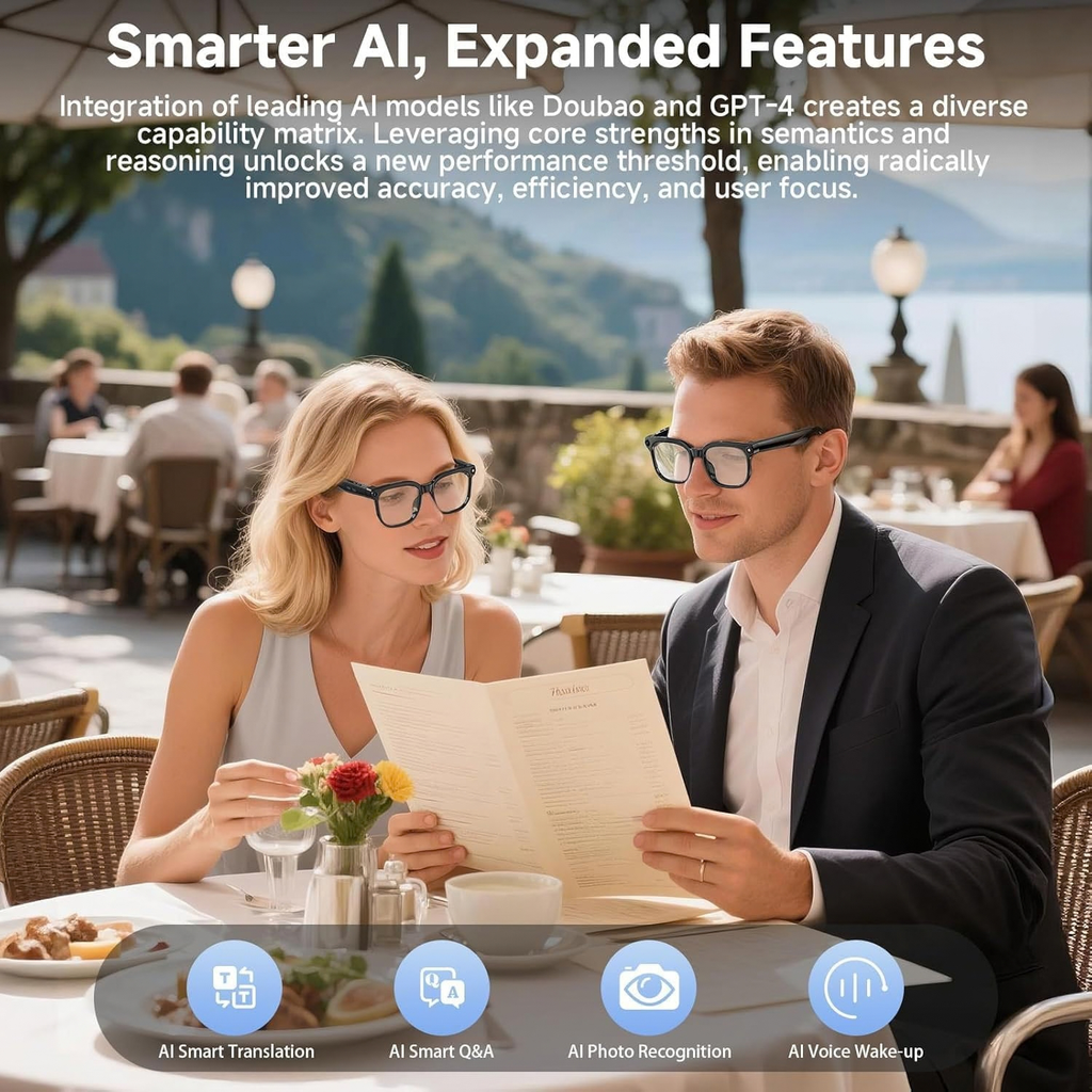 Smart Camera Glasses with 32MP HD 1080P Recording, Bluetooth Audio & Voice Assistant