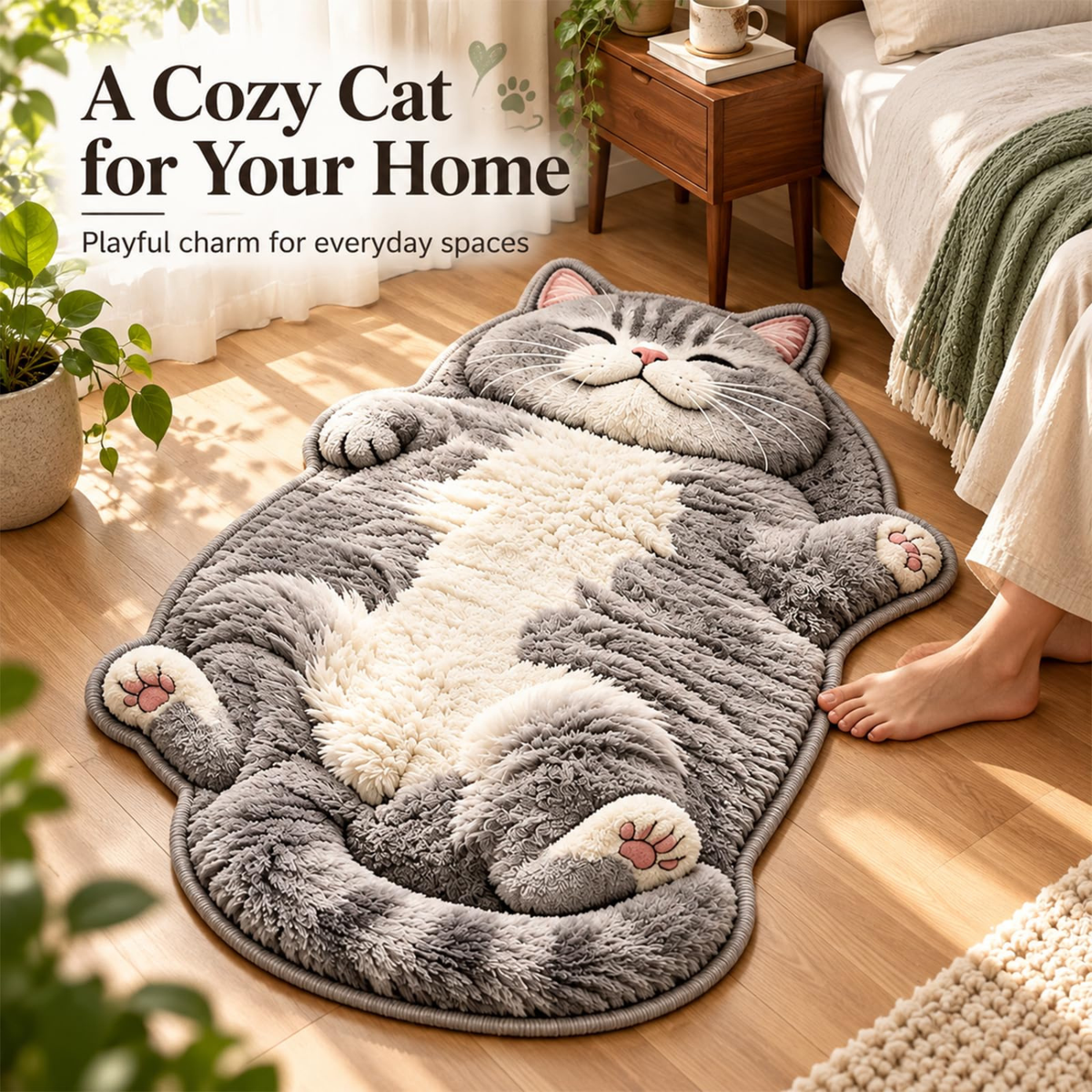 3D Cozy Cat Rugs, Sleeping Cat Rug Floor Mat for Entryway Bedside (#e,48in)