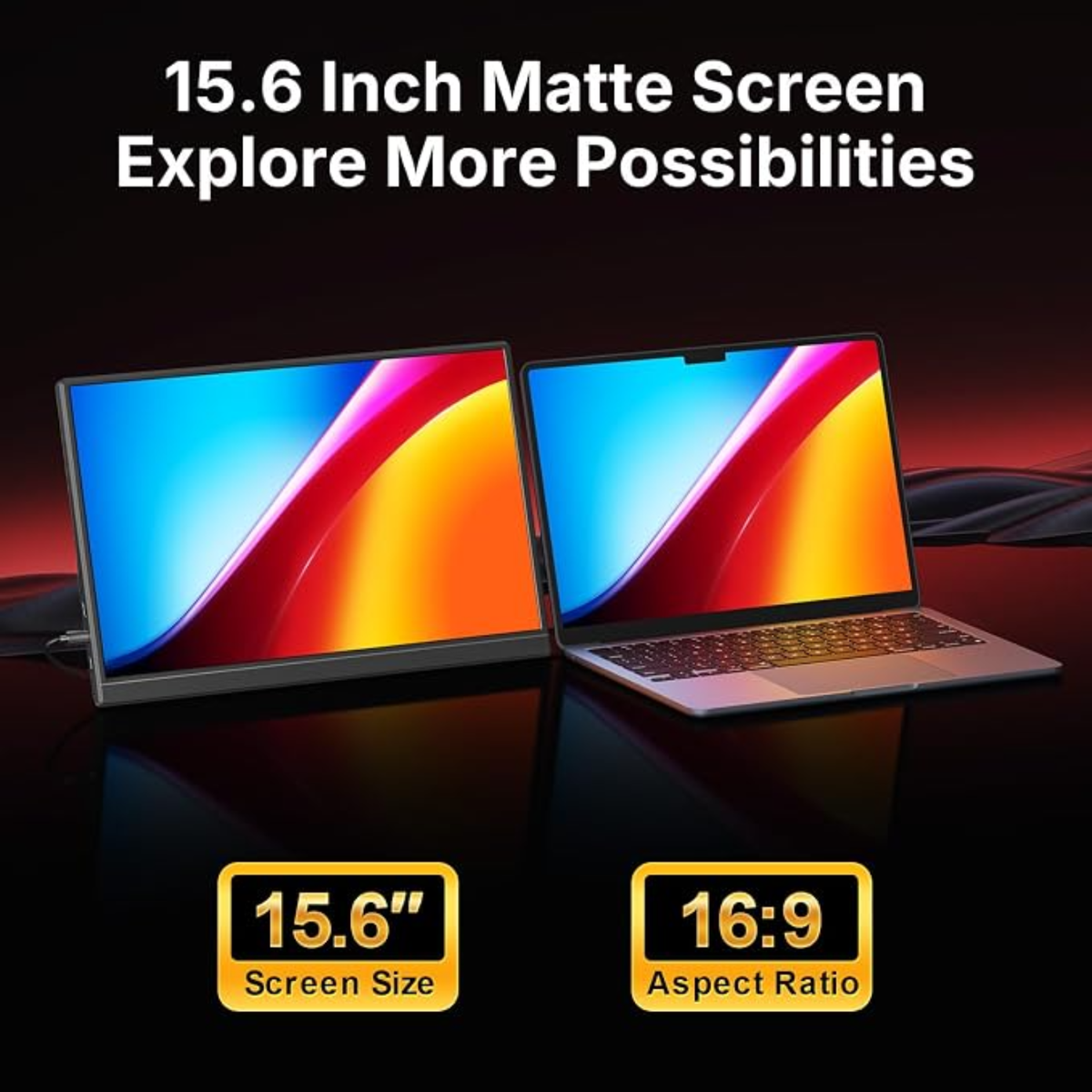 WGK 15.6 Inch Portable Monitor 1080P Full HD Travel Display